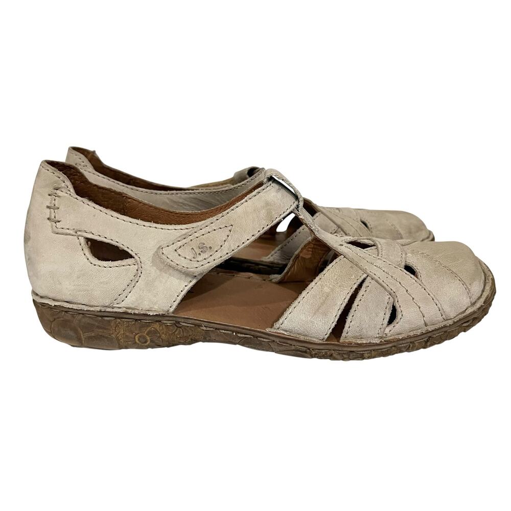 Josef Seibel Rosalie Walking Sandal Leather Comfort Flats Ivory Cream Sz 39 / 8